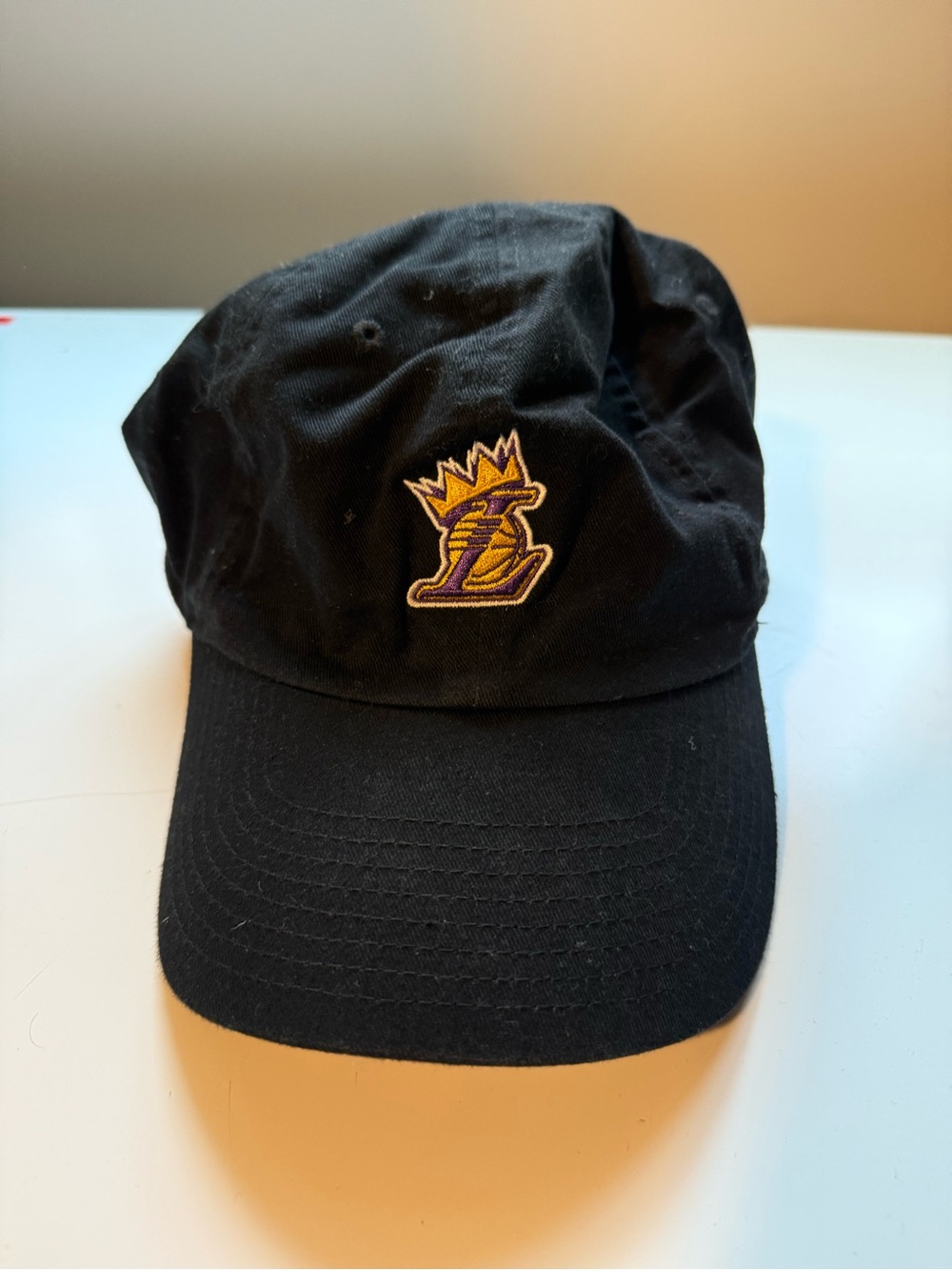 Nike Black Cap with Purple and Gold Crown L Logo